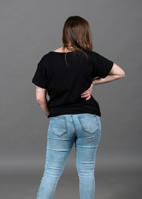Women T-Shirt Color Drips - black