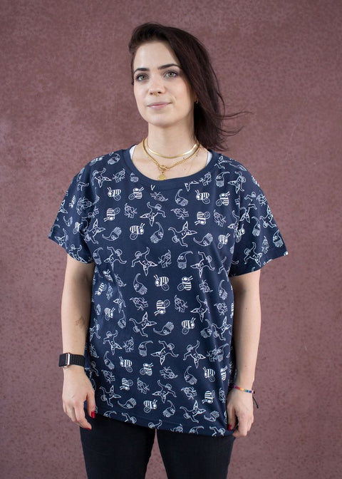 Women T-Shirt Sketch - navy