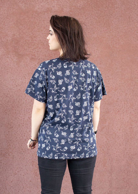 Women T-Shirt Sketch - navy