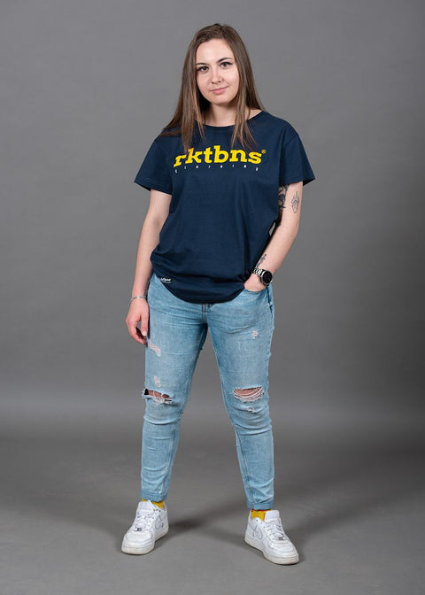 Women T-Shirt OG Clothing Logo - navy yellow