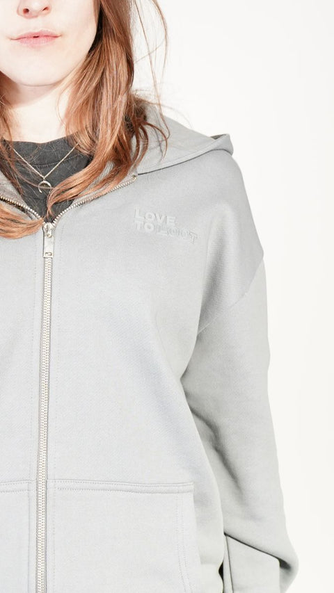 Unisex Zip-Hoodie “Love to Loot” - pale grey