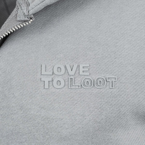 Unisex Zip-Hoodie “Love to Loot” - pale grey